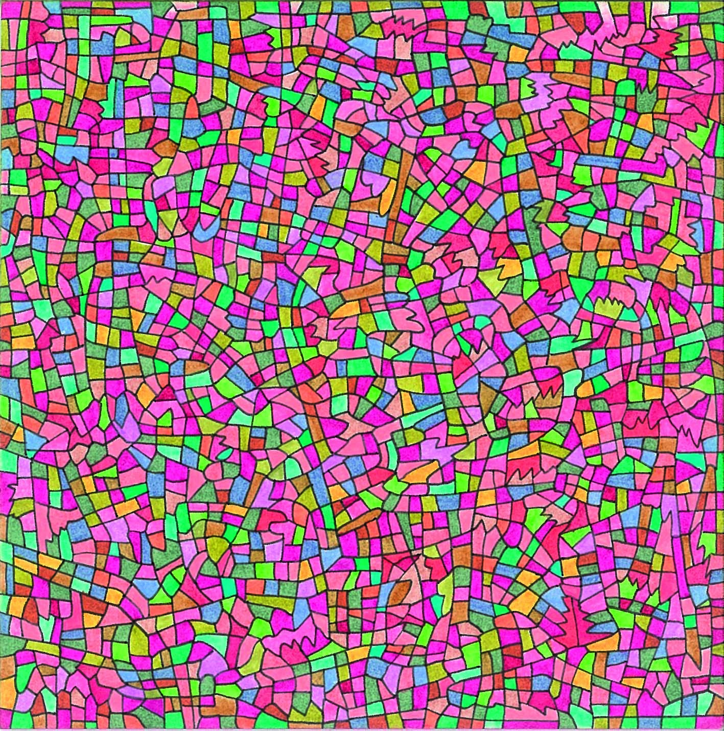 Algorithme visuel n°5, Encre et crayon sur carton, 12 × 12 cm, 2012