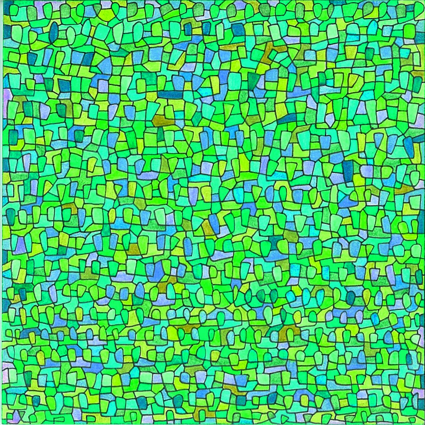 Algorithme visuel n°12, Encre et crayon sur carton, 12 × 12 cm, 2013
