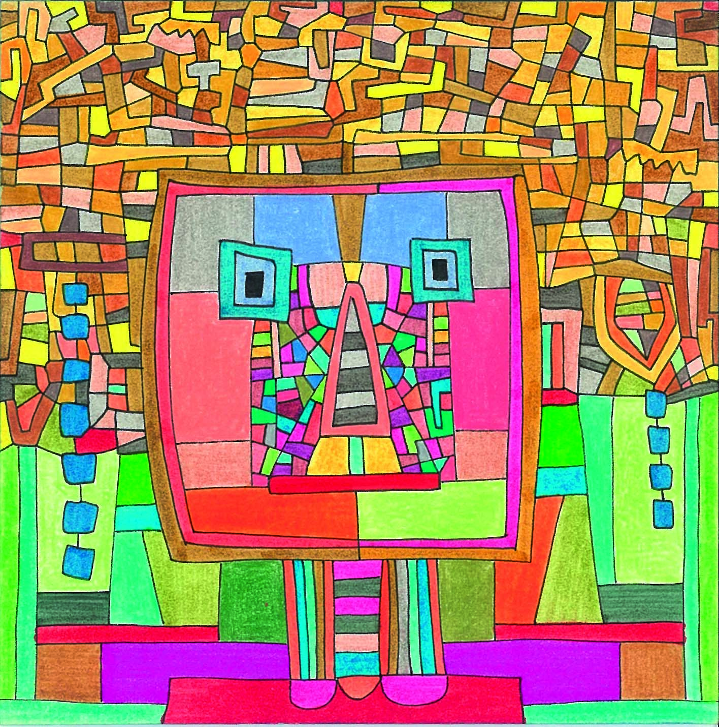 Algorithme visuel n°8, Encre et crayon sur carton, 12 × 12 cm, 2013