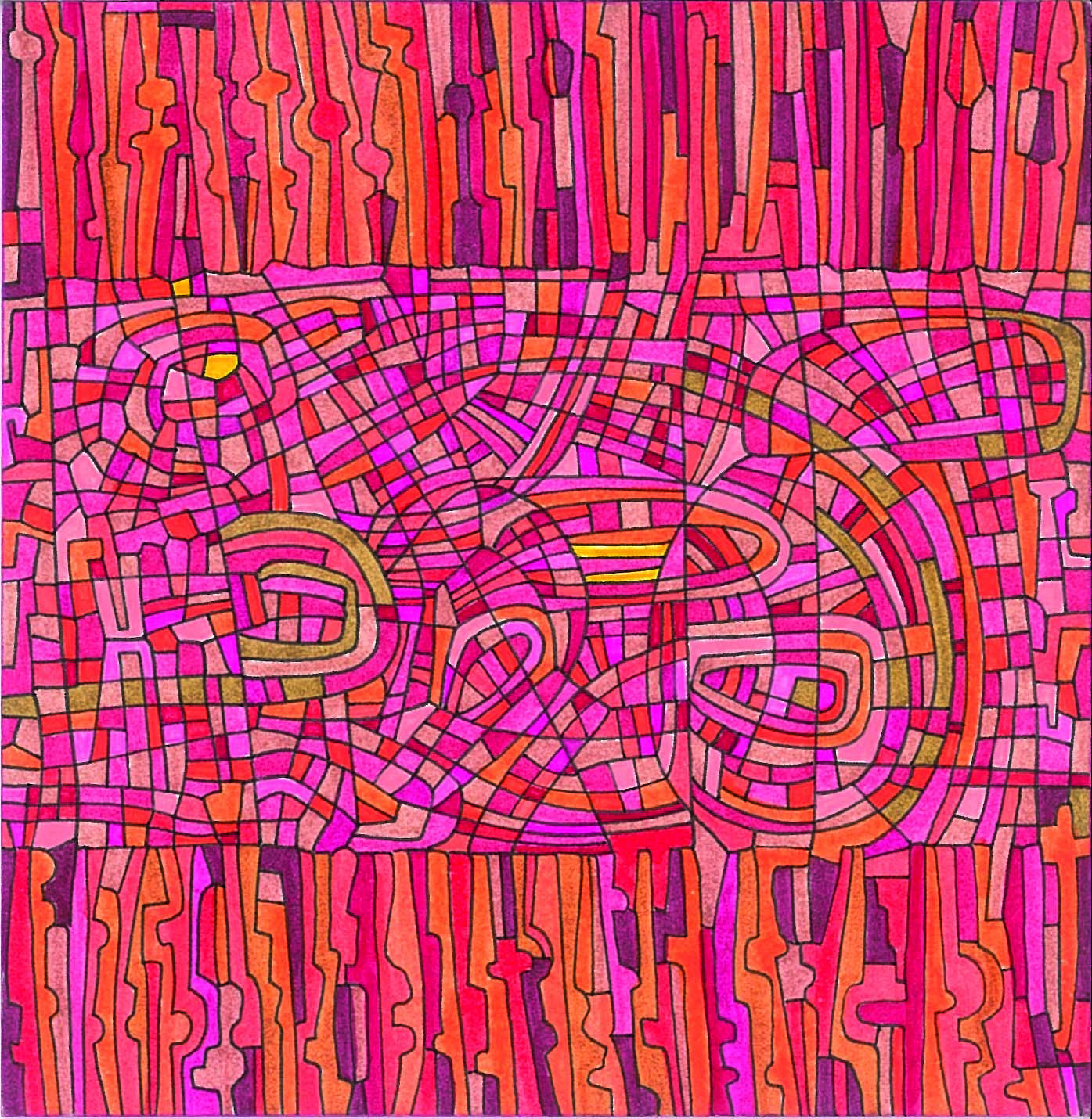 Algorithme visuel n°29, Encre et crayon sur carton, 12 × 12 cm, 2015