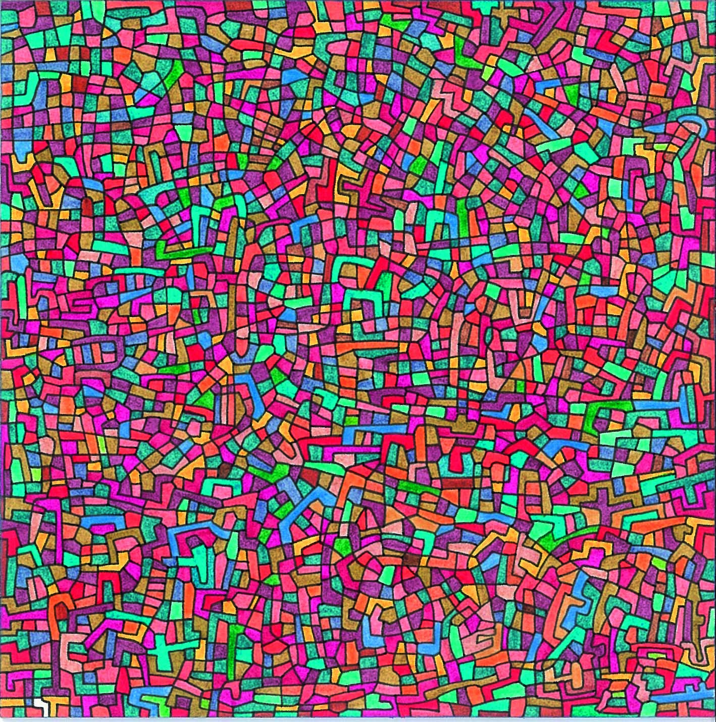 Algorithme visuel n°31, Encre et crayon sur carton, 12 × 12 cm, 2015
