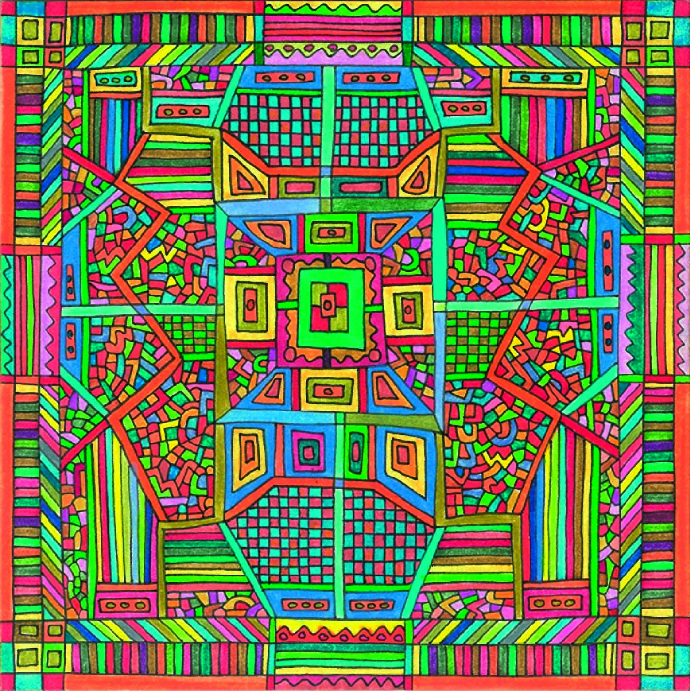 Algorithme visuel n°39, Encre et crayon sur carton, 12 × 12 cm, 2016