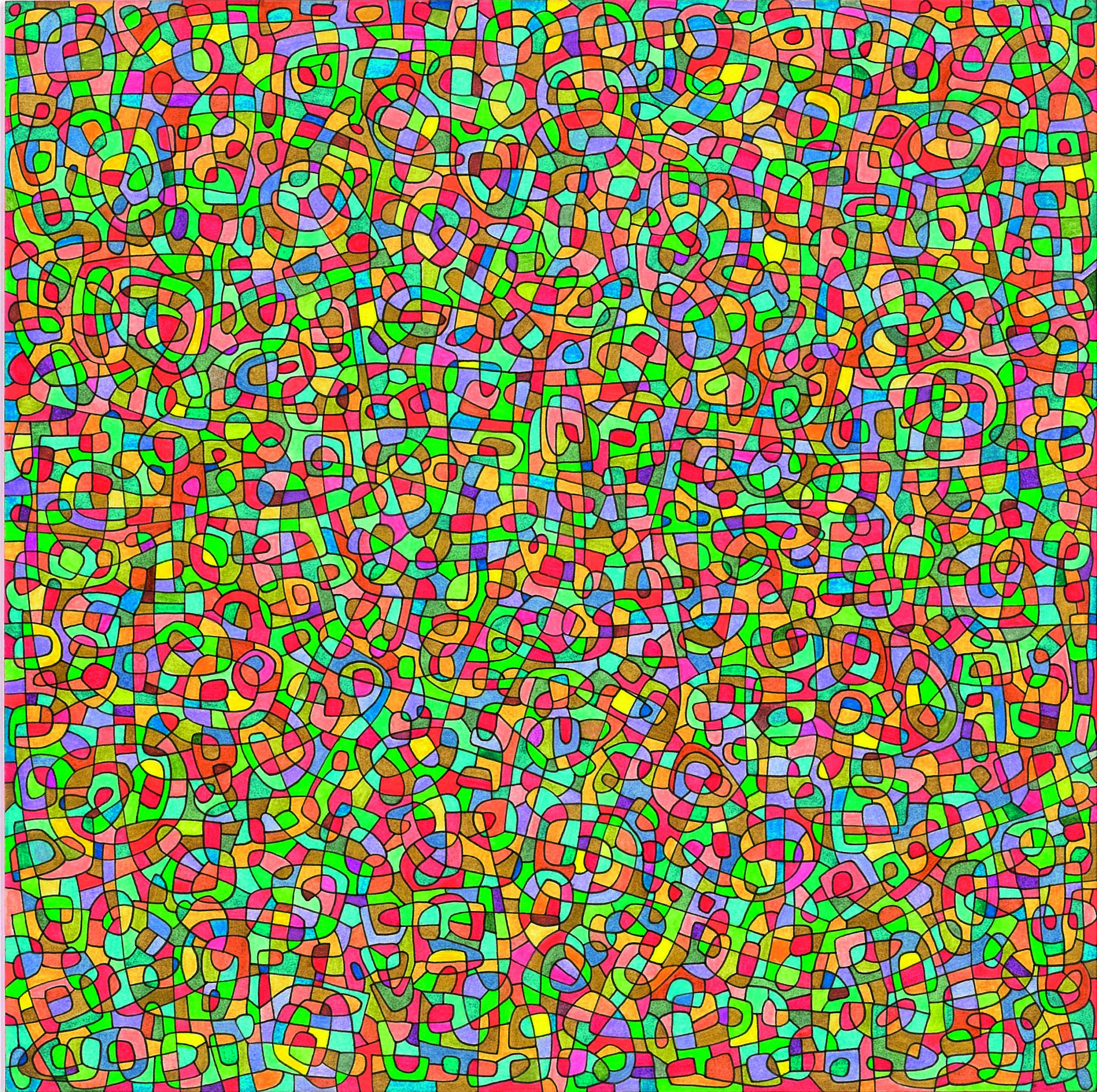 Algorithme visuel n°68, Encre et crayon sur carton, 24 × 24 cm, 2016