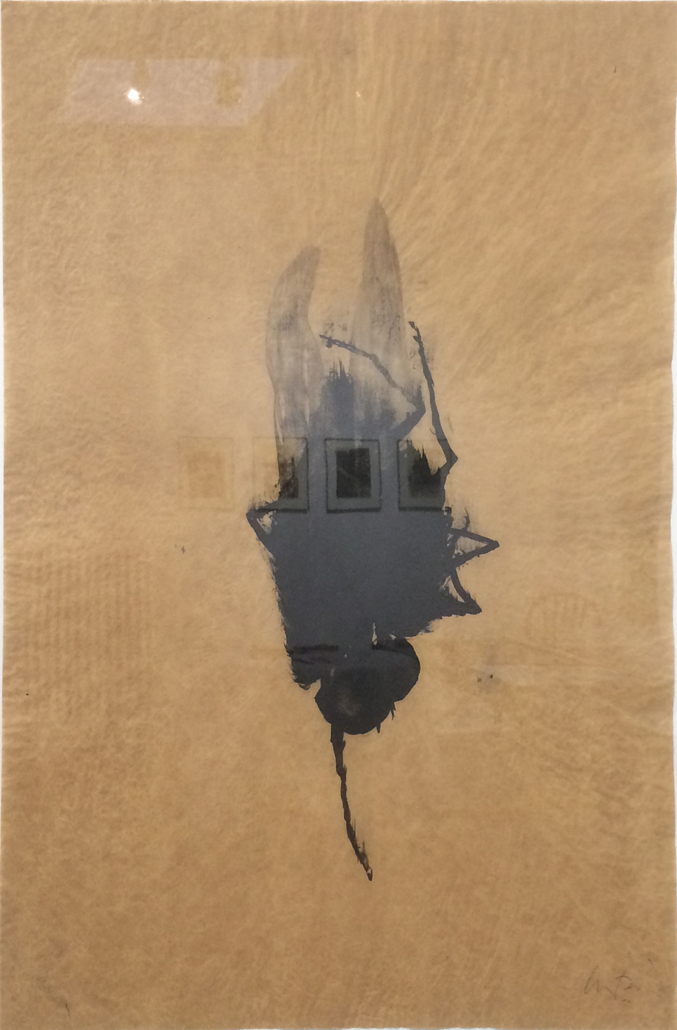 La mouche parachutiste n°2, Encre sur papier Kraft, 66 × 44 cm, 2010