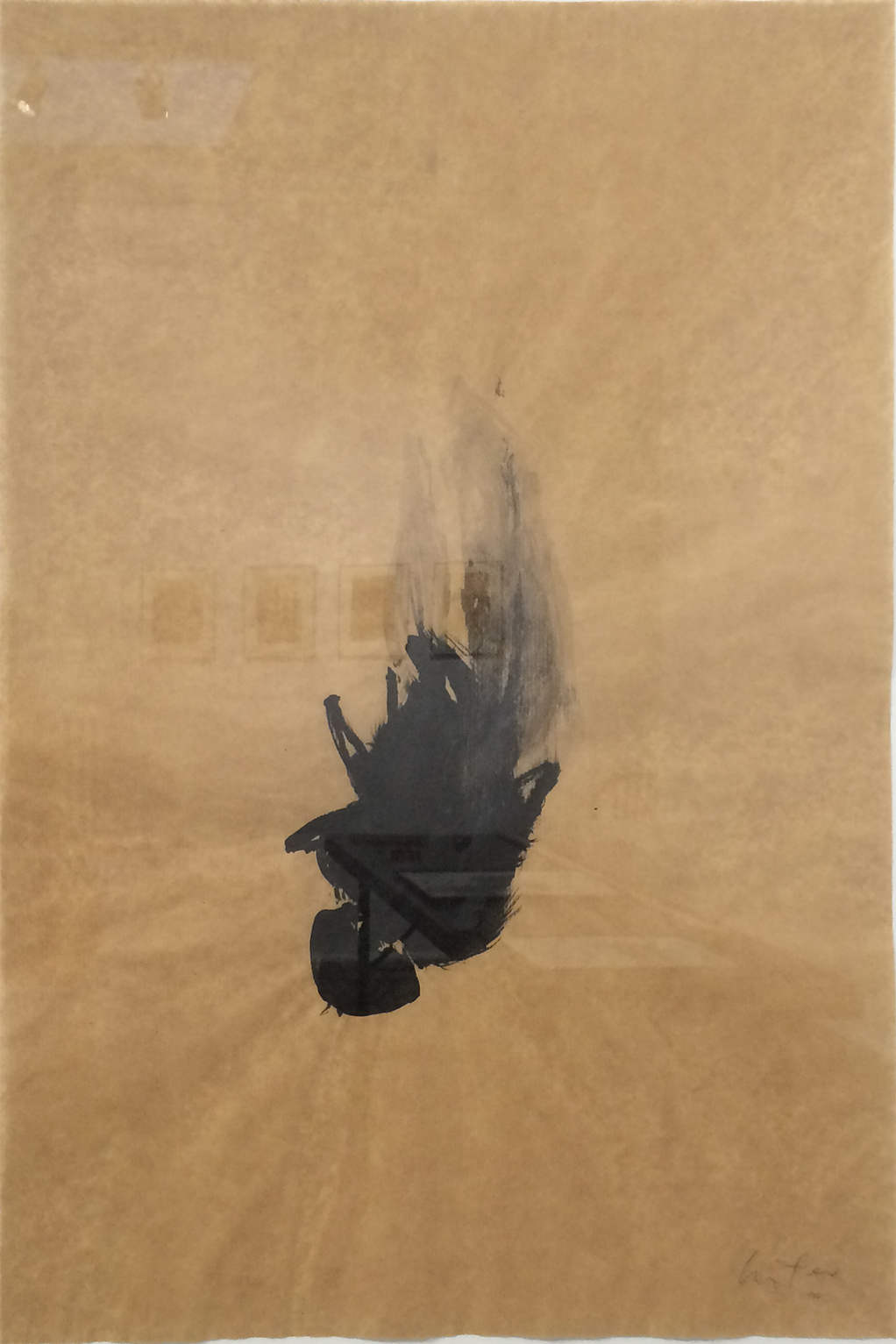 La mouche parachutiste n°1, Encre sur papier Kraft, 73 × 48 cm, 2010