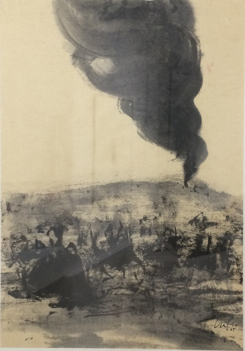 La colline, Encre, 30 × 21 cm, 2005