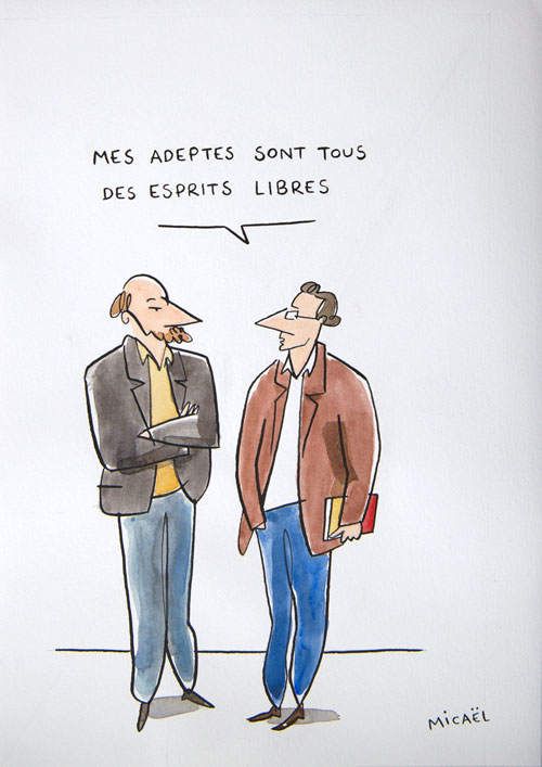 Adeptes, Encre de Chine et aquarelle, 30 × 21 cm, 2013