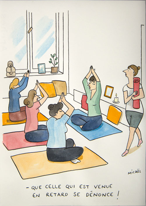 En retard, Encre de Chine et aquarelle, 30 × 21 cm, 2013