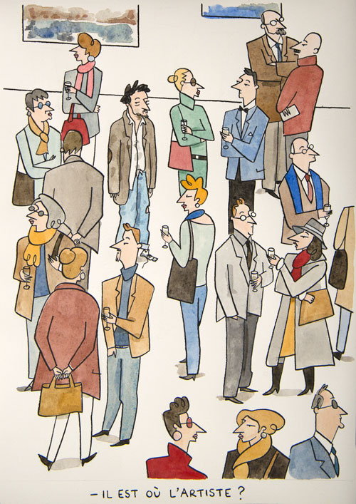 il est où l'artiste ?, Encre de Chine et aquarelle, 30 × 21 cm, 2013