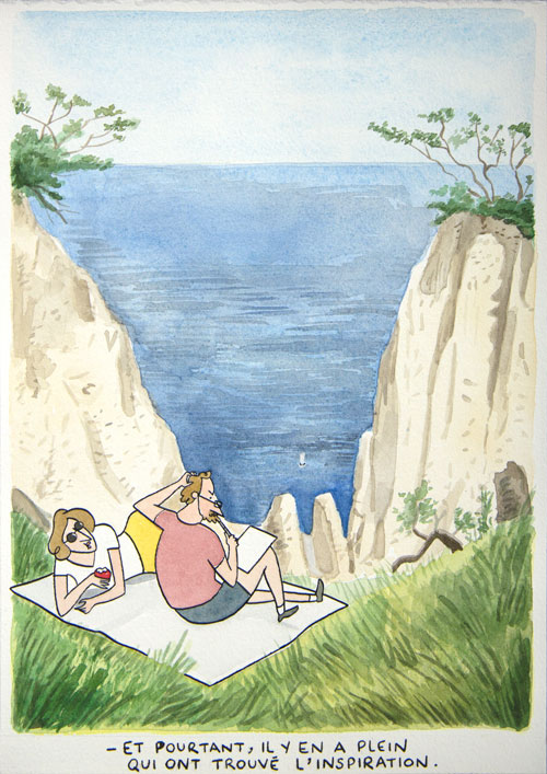 L'inspiration, Encre de Chine et aquarelle, 30 × 21 cm, 2013