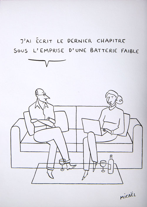 Batterie faible, Encre de Chine, 30 × 21 cm, 2013