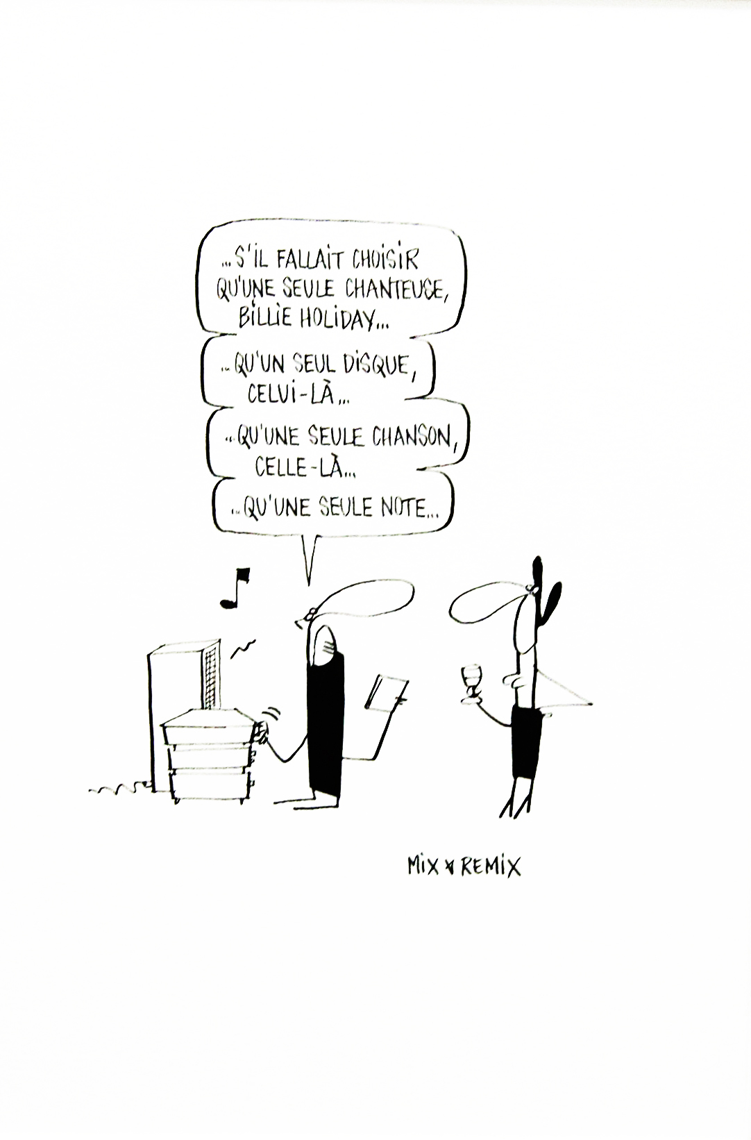 L'amateur de jazz, Encre de chine sur papier, 30 × 21 cm, 2015