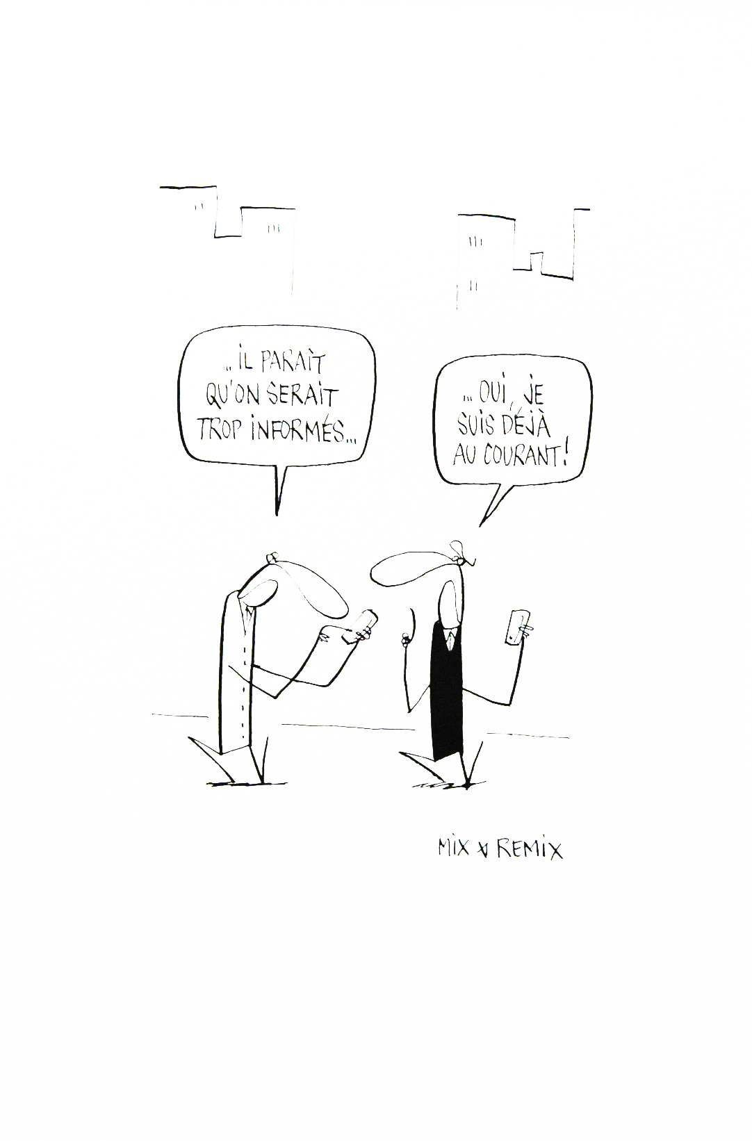 L'information, Encre de chine sur papier, 30 × 21 cm, 2015