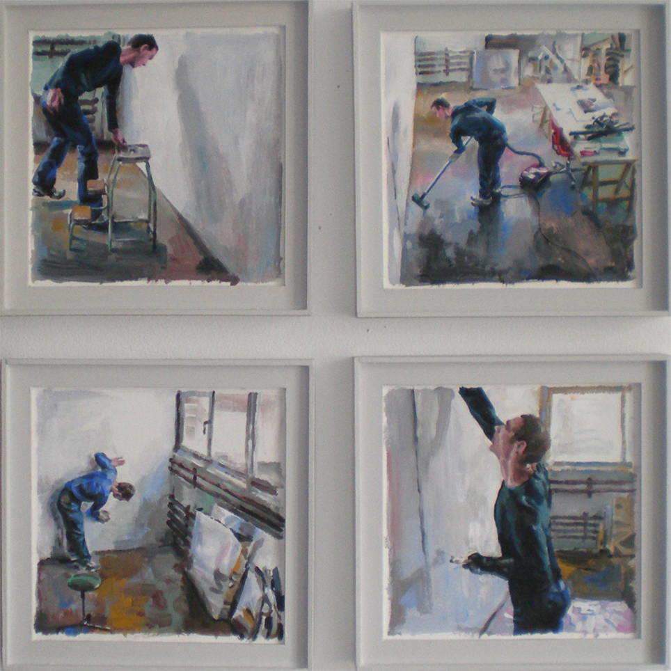 Entretien de l'atelier, Gouaches sur carton, 165 × 165 cm, 2009