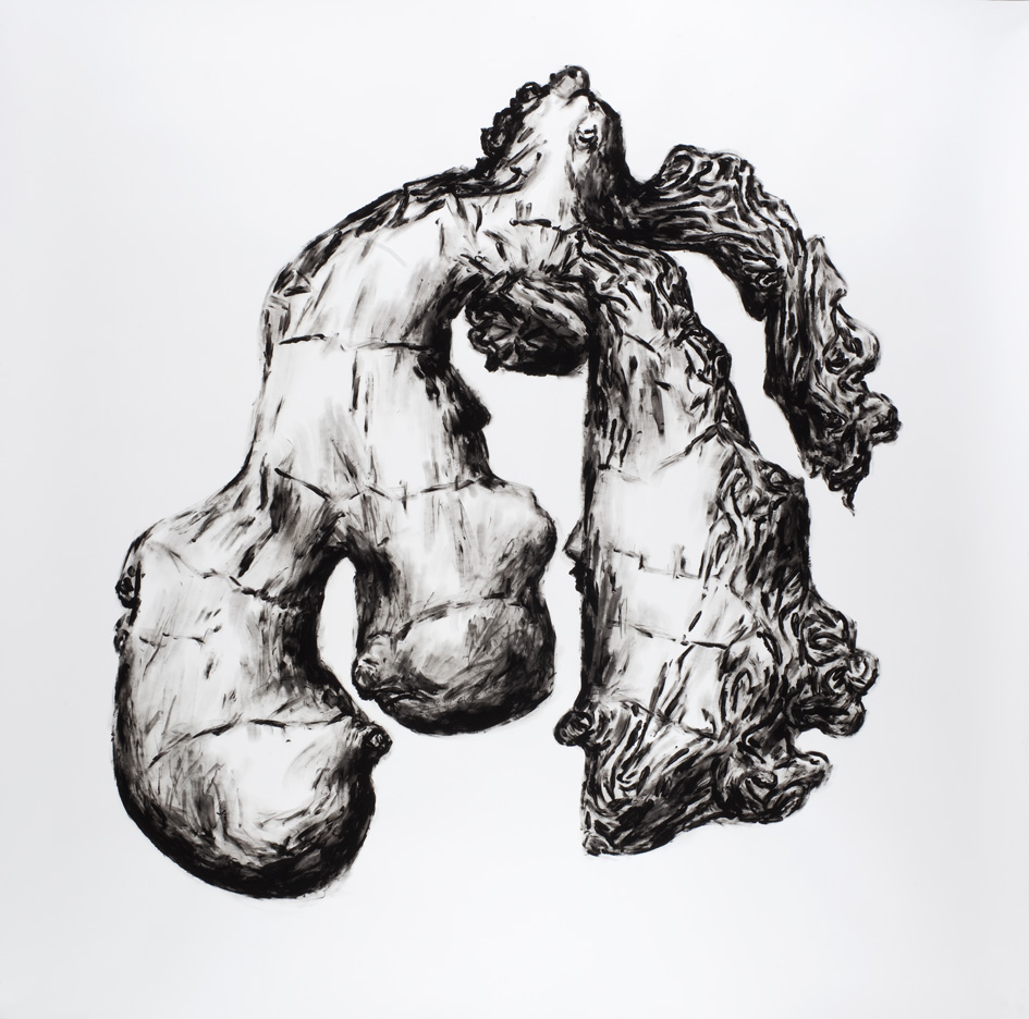 Gingembre, Peinture au doigt gouache noire sur Canson, 150 × 150 cm, 2010