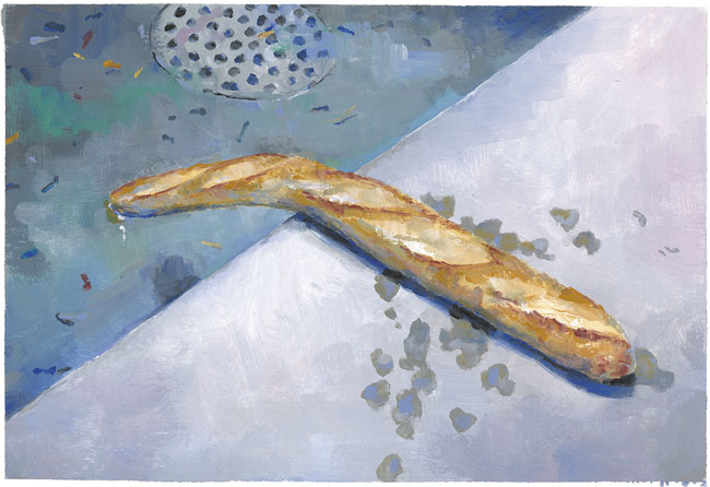 Baguette n°1, Gouache sur papier Canson, 21 × 30 cm, 2013