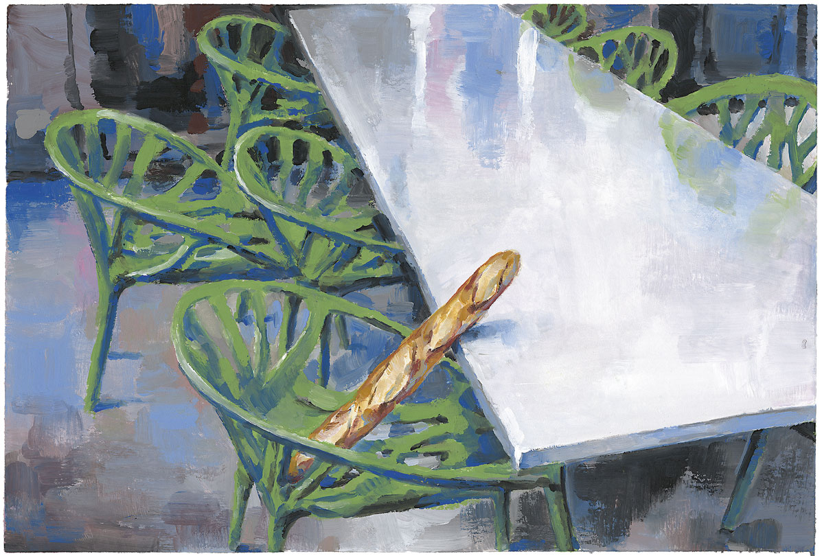Baguette n°2, Gouache sur papier Canson, 21 × 30 cm, 2013
