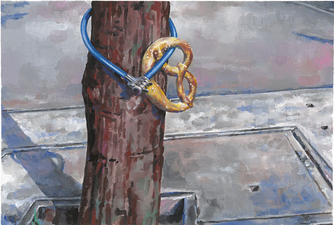 Bretzel, Gouache sur papier Canson, 21 × 30 cm, 2013