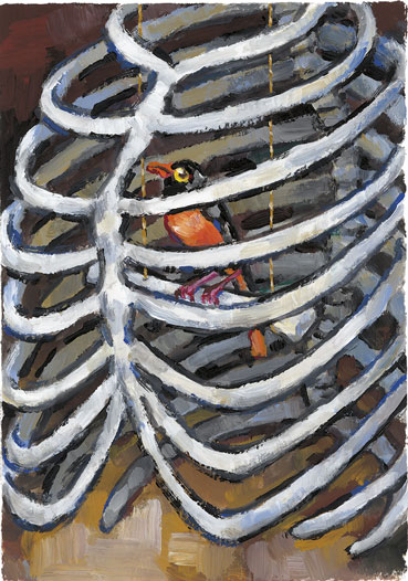 Cage, Gouache sur papier Canson, 30 × 21 cm, 2014
