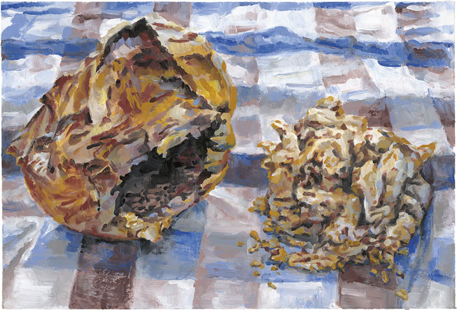Croûte et mie, Gouache sur papier Canson, 21 × 30 cm, 2013