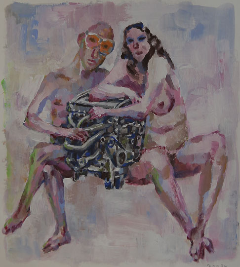 Moteur à explosion, Gouache sur papier Canson, 30 × 21 cm, 2014