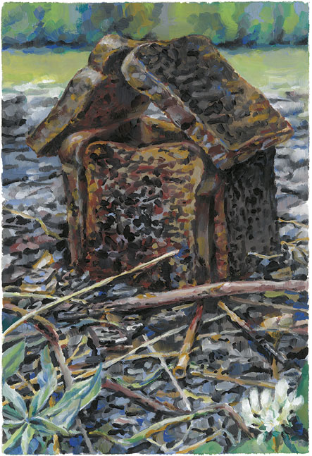 Pain grillé, Gouache sur papier Canson, 30 × 21 cm, 2014