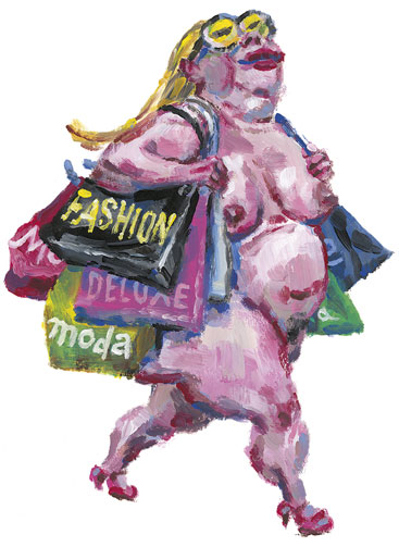 Soldes, Gouache sur papier Canson, 30 × 21 cm, 2014