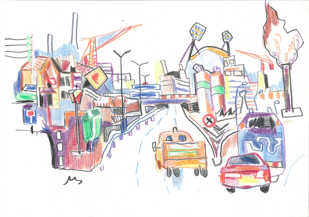 X, Crayons couleur sur papier, 15x21cm, 2001