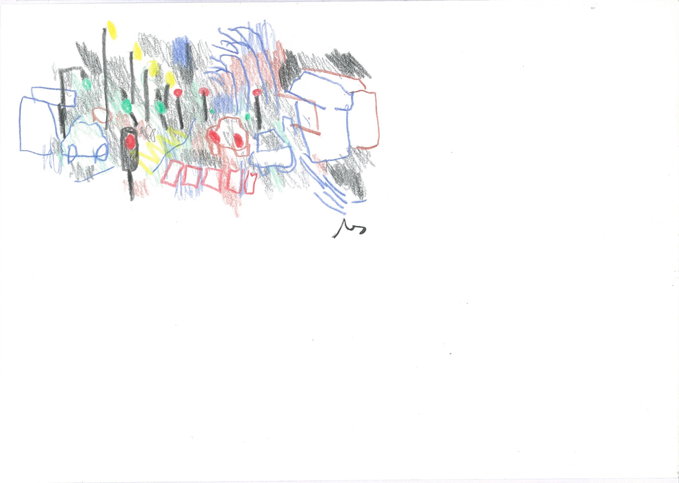 Timide échevelé, Crayons couleur sur papier, 15x21cm, 2001