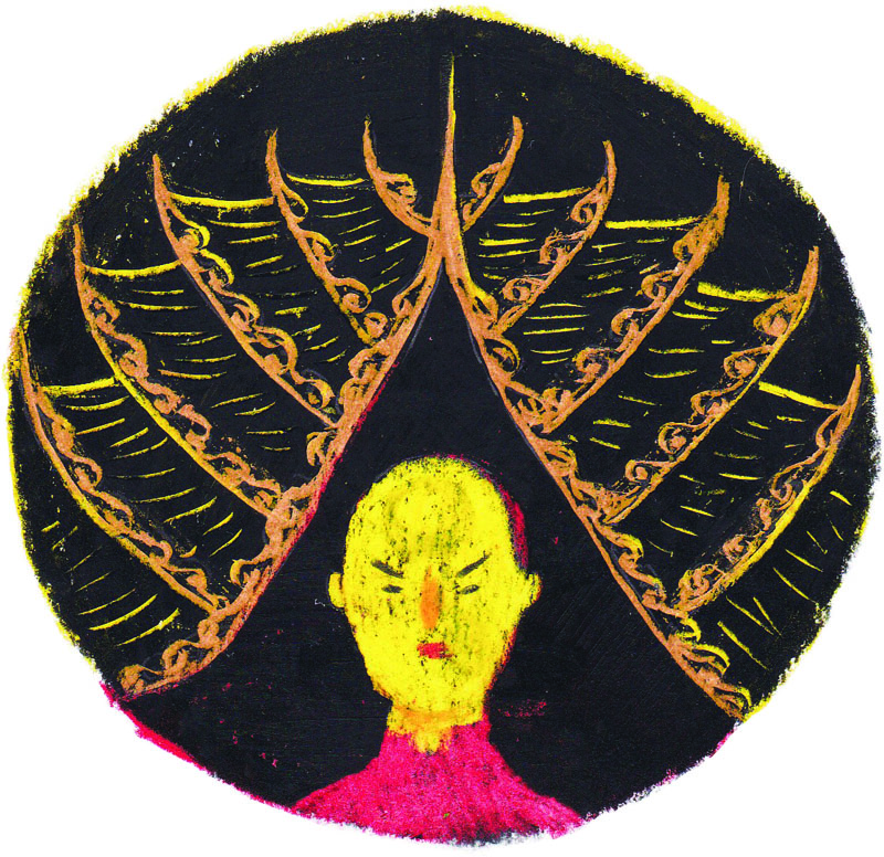 Héros, Le roi et moi, Craie grasse sur Canson, 21 × 15 cm, 2017