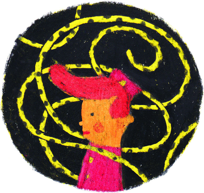 Héros, Spirou et Marsupilami, Craie grasse sur Canson, 21 × 15 cm, 2017