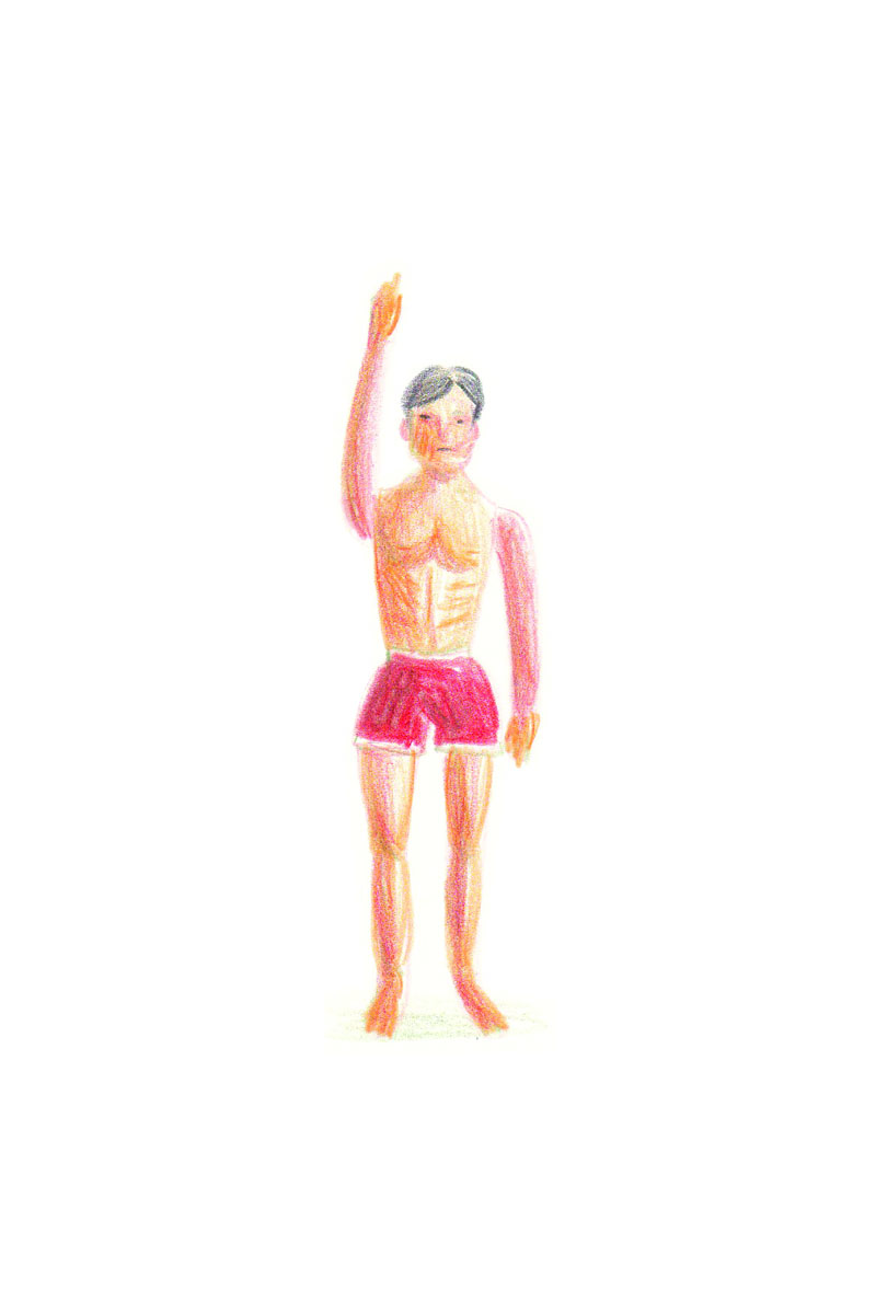 Objets, Big Jim, Crayon de couleur sur Lana Caligraphie, 21 × 15 cm, 2017