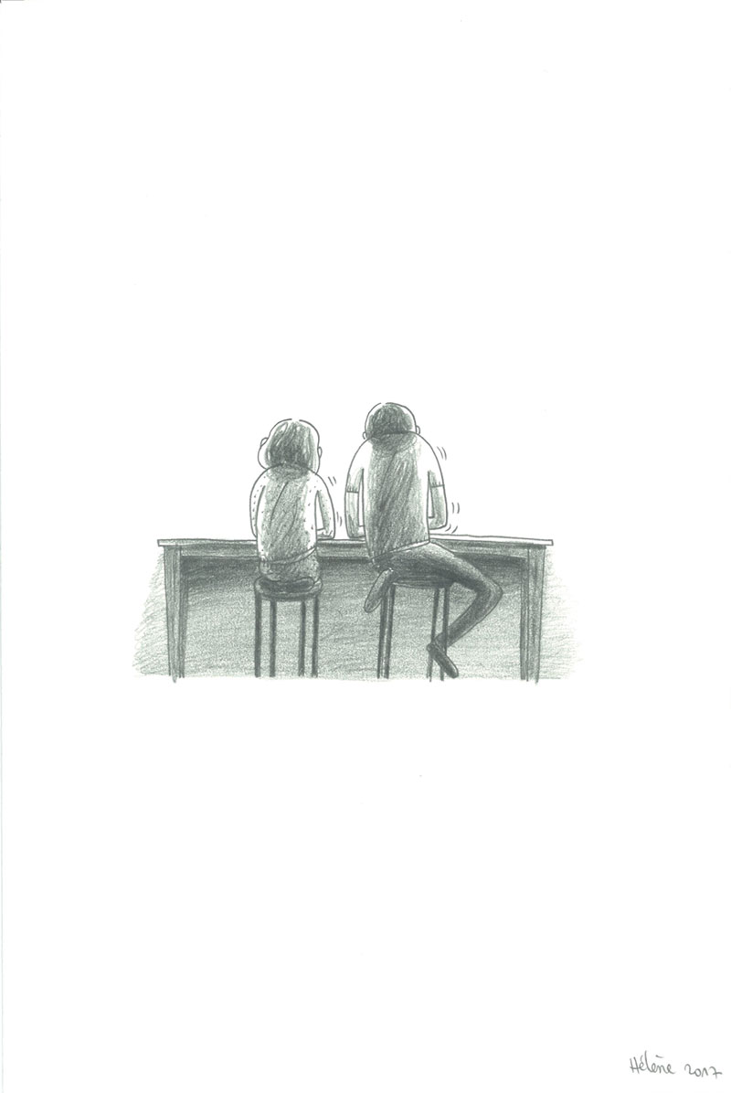 Adieu les enfants, Les enfants dessinent, Mine de plomb sur Lana Caligraphie, 24 × 16 cm, 2017