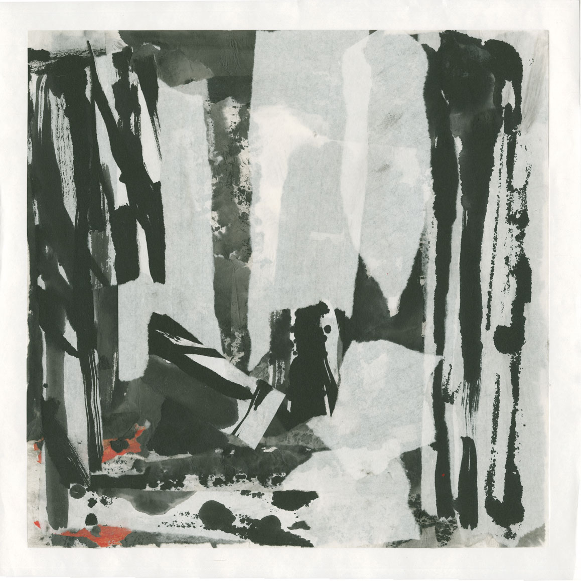 Collage de Chine, Fragments de papier marouflés sur papier, 38x38 cm, 2018