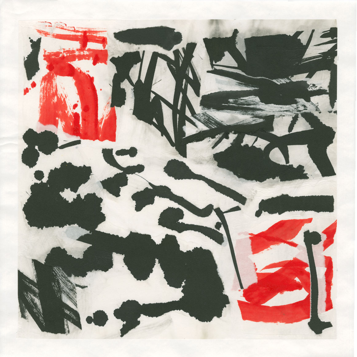 Collage de Chine, Fragments de papier marouflés sur papier, 38x38 cm, 2018