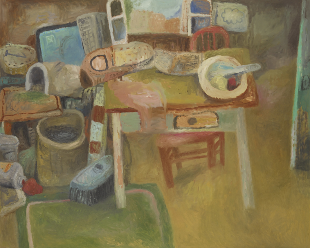 Chambre encombrée, Huile sur toile, 80 × 100 cm, 2019