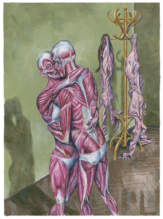 Ecorchés, Gouache sur papier, 38 × 30 cm, 2018
