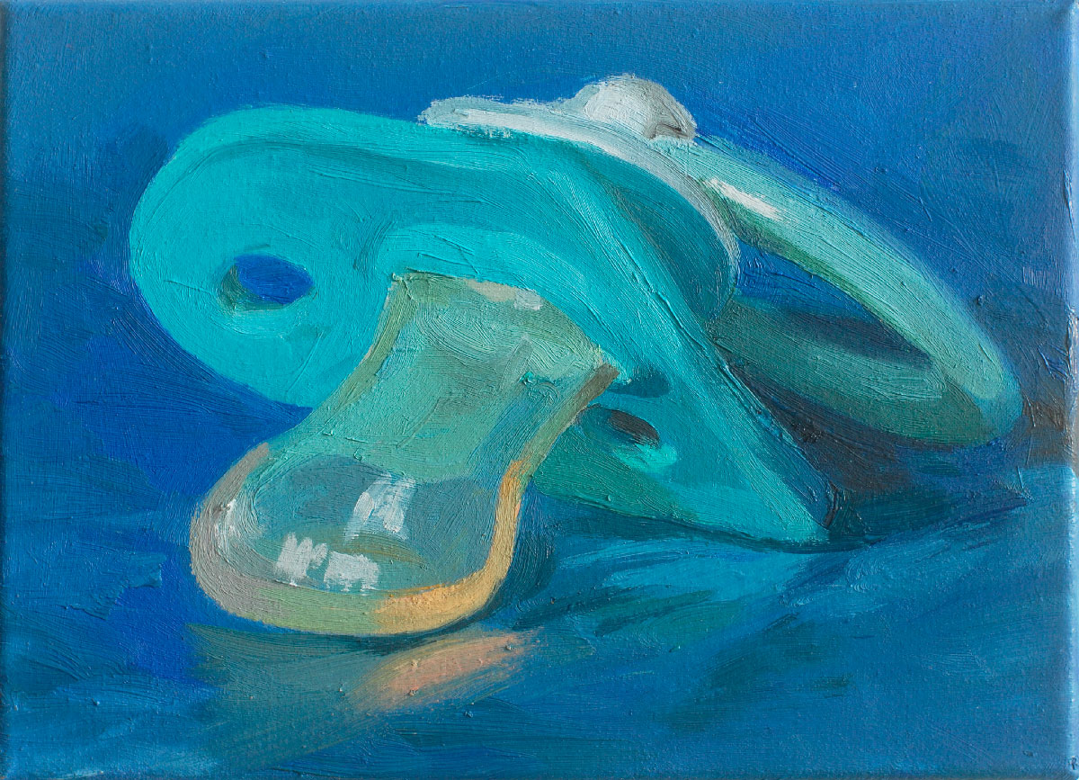 Fundstück blau, Huile sur toile, 18 × 25 cm, 2009