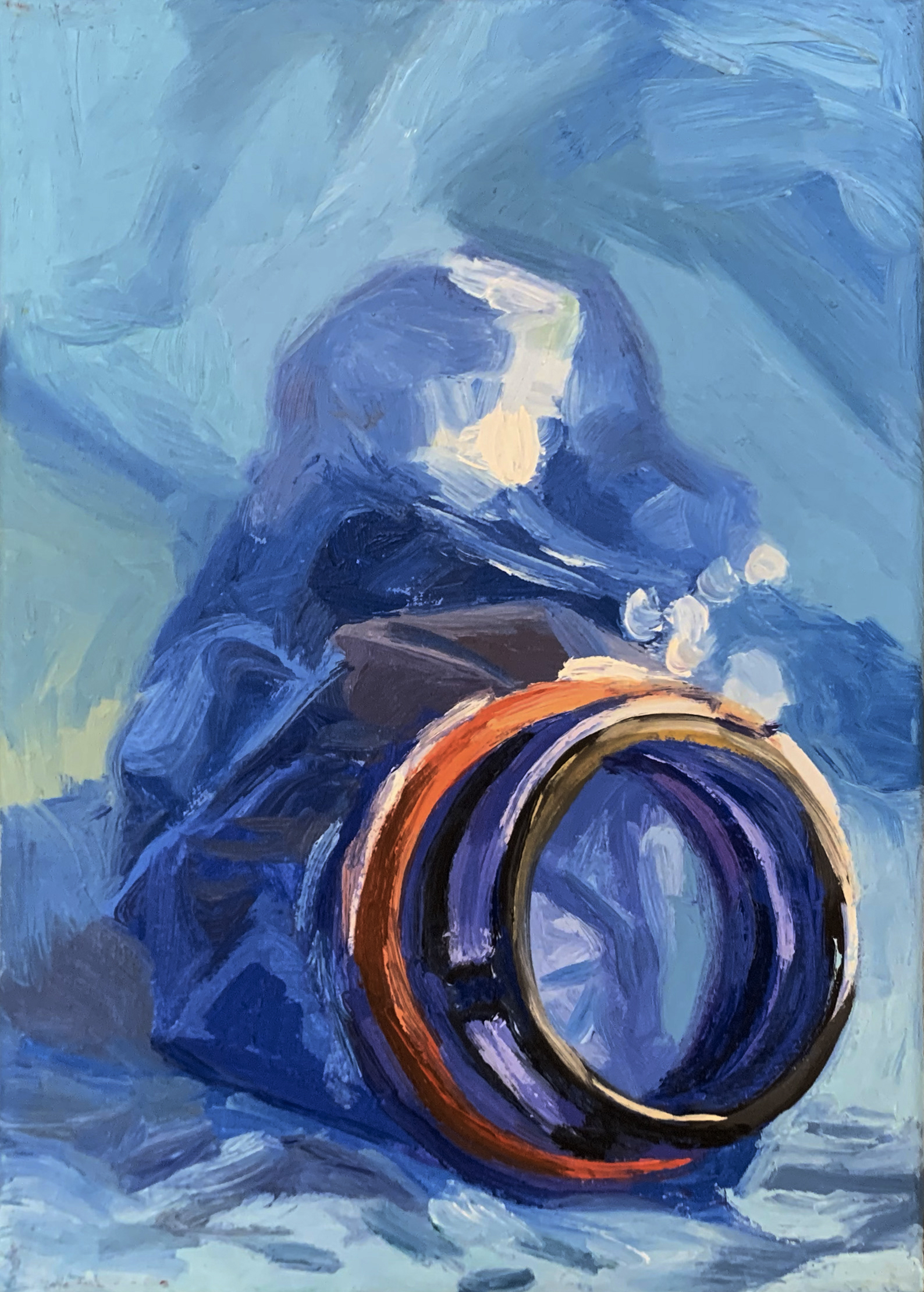 Blaues Fundstück, Huile sur toile, 25 × 18 cm, 2009