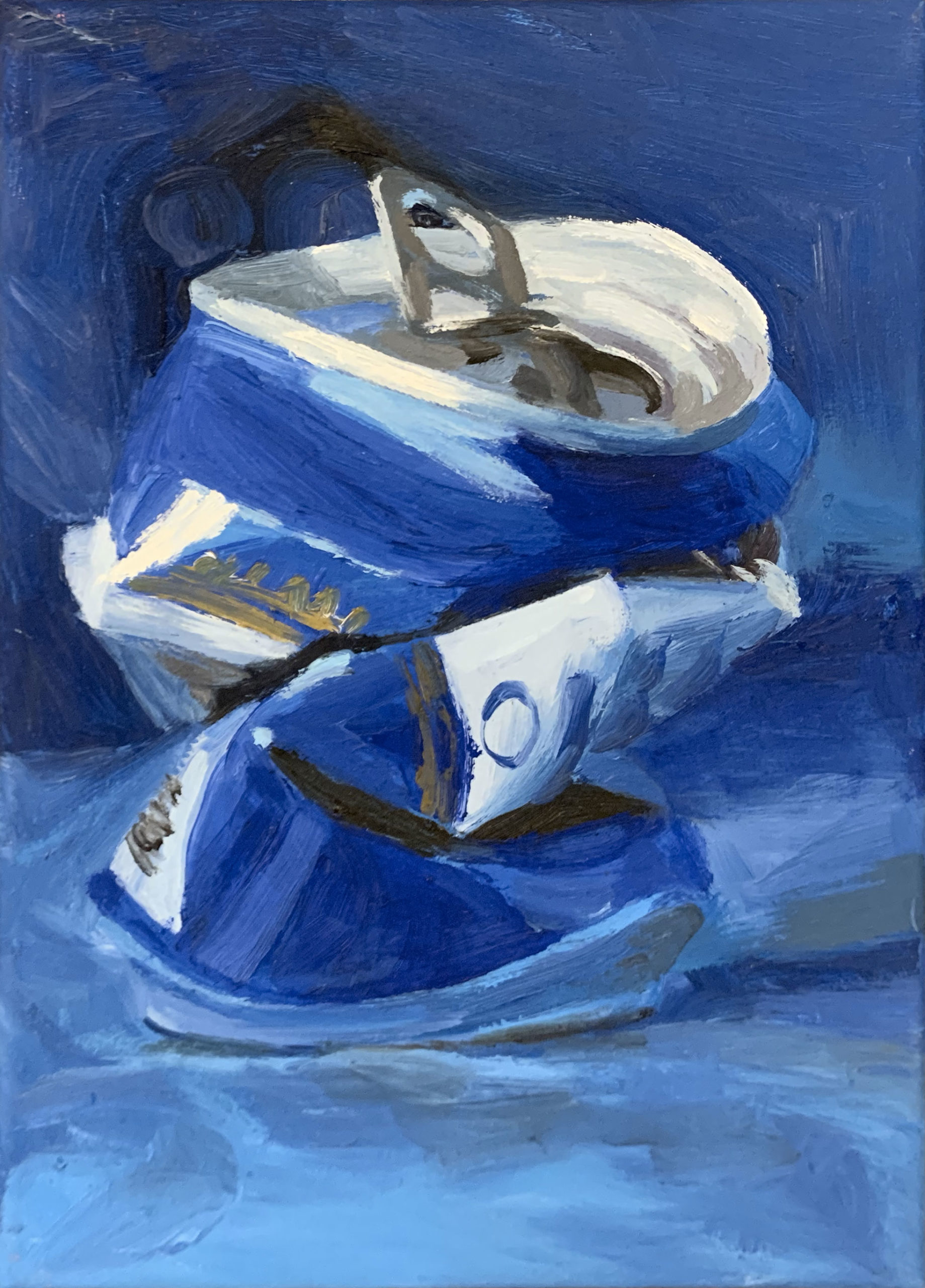 Blaues Fundstück, Huile sur toile, 25 × 18cm, 2009