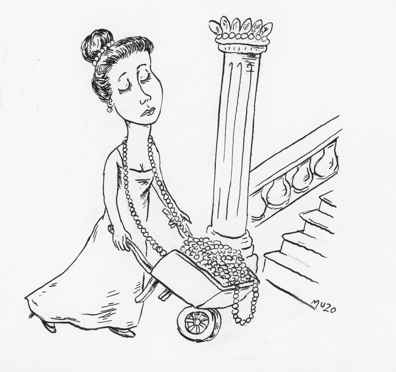 Femme très riche, Crayon sur papier, 30 × 21 cm, 2021